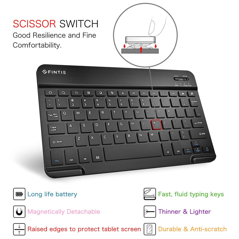 Fintie 10-Inch Ultrathin (4mm) Wireless Bluetooth Keyboard for Android Tablet Samsung Galaxy Tab E/Tab A/Tab S, ASUS, Google Nexus, Lenovo and Other Android Devices