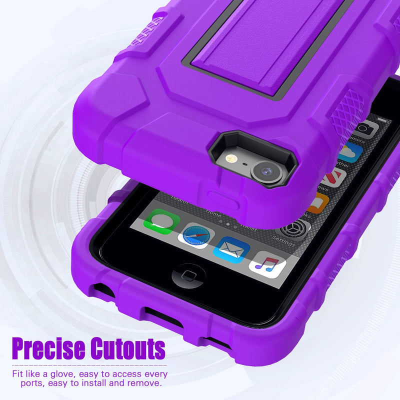 ZoneFoker for iPod Touch 7th Generation Case, iPod Touch 6th / 5th Generation Case Heavy Duty Shockproof Rugged Cover for Apple iPod Touch 7/6/5 Generation Case Purple…