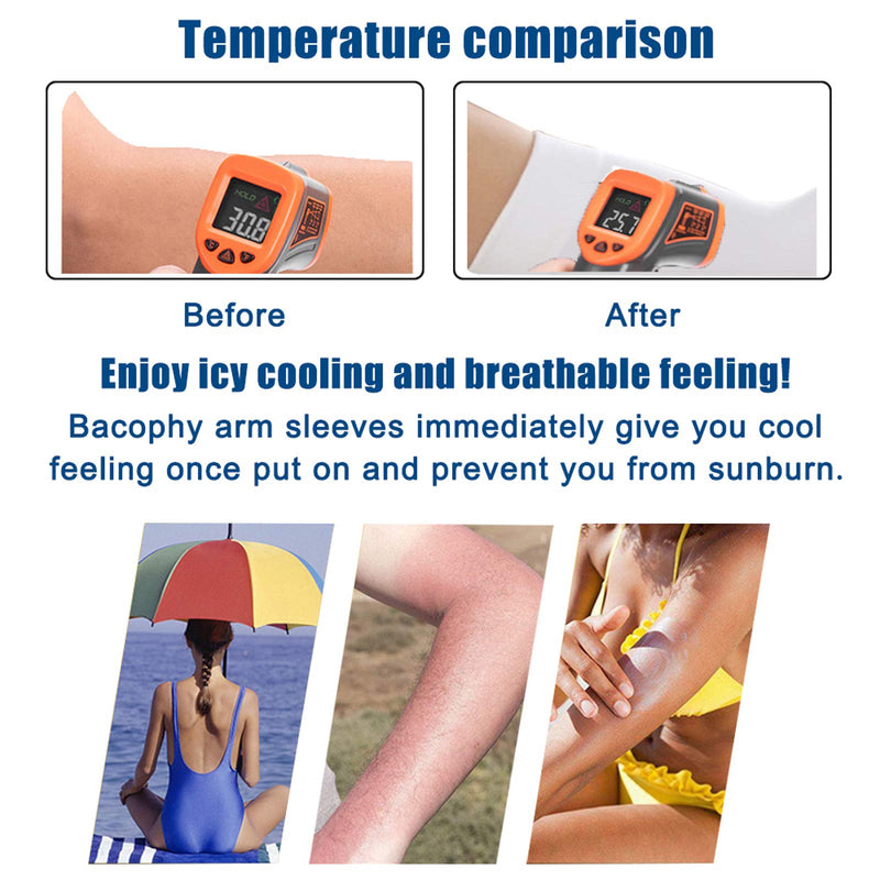 Bacophy 3/6 Pairs UV Protection Cooling Arm Sleeves Women Men, UPF 50 Arm Cover 3-pairs Black+grey+white