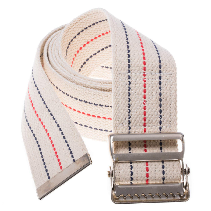 COW&COW Transfer and Gait Belt 60inch - Transfer Walking and Standing Assist Aid For Caregiver Nurse Therapist 2 inches- with Metal Buckle(Beige) Beige With Stripes 60 Inch (Pack of 1)
