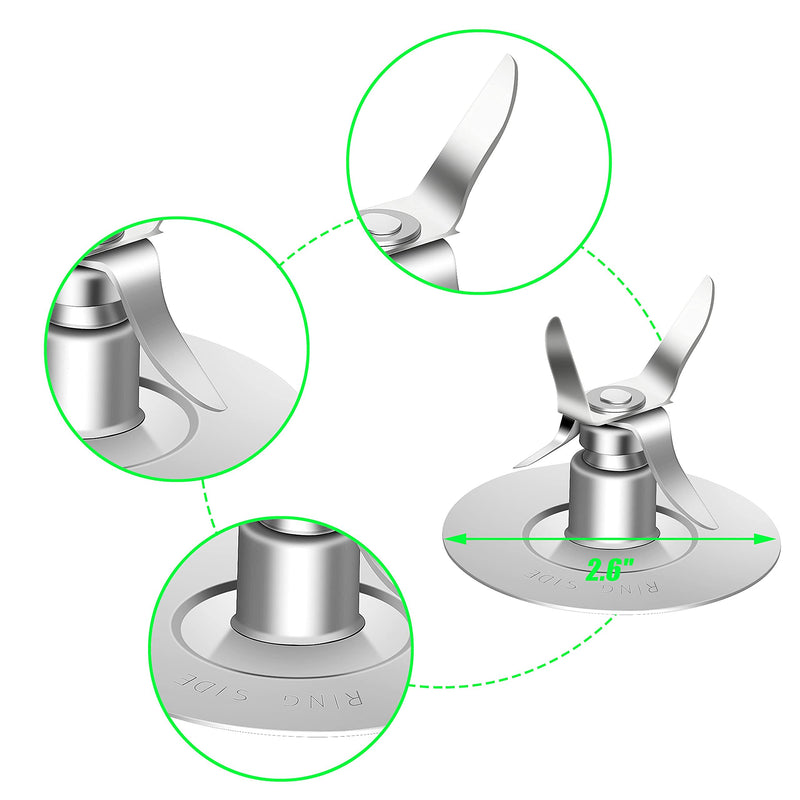 490261 Replacement Parts Compatible with Oster Osterizer Blenders by Wadoy 4961 Blender 4-Point Blade with 4902 Bottom Cap and Rubber Gasket, Blender Accessory Refresh Kit