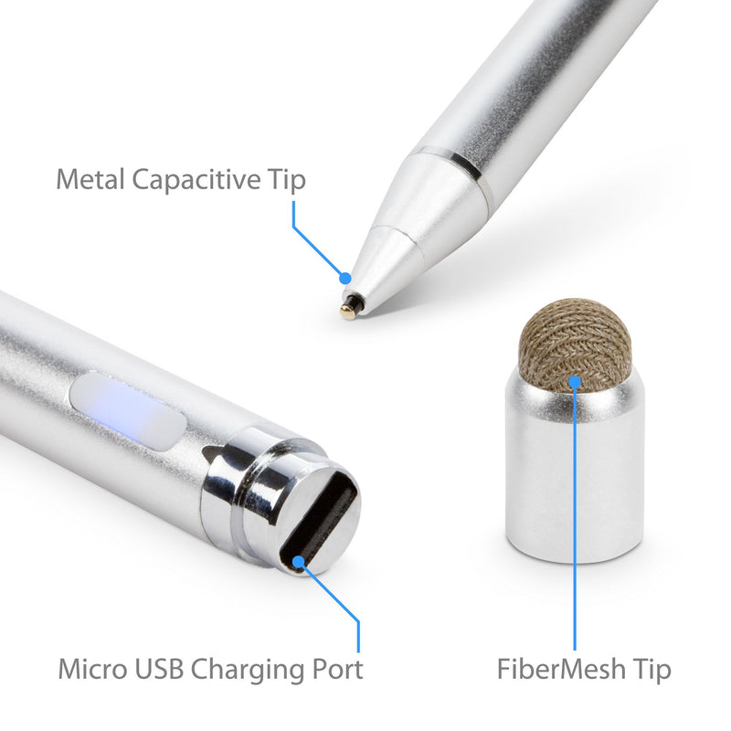 BoxWave Stylus Pen for Samsung Galaxy Tab E (8.0) [AccuPoint Active Stylus] Electronic Stylus with Ultra Fine Tip for Samsung Galaxy Tab E (8.0) - Metallic Silver