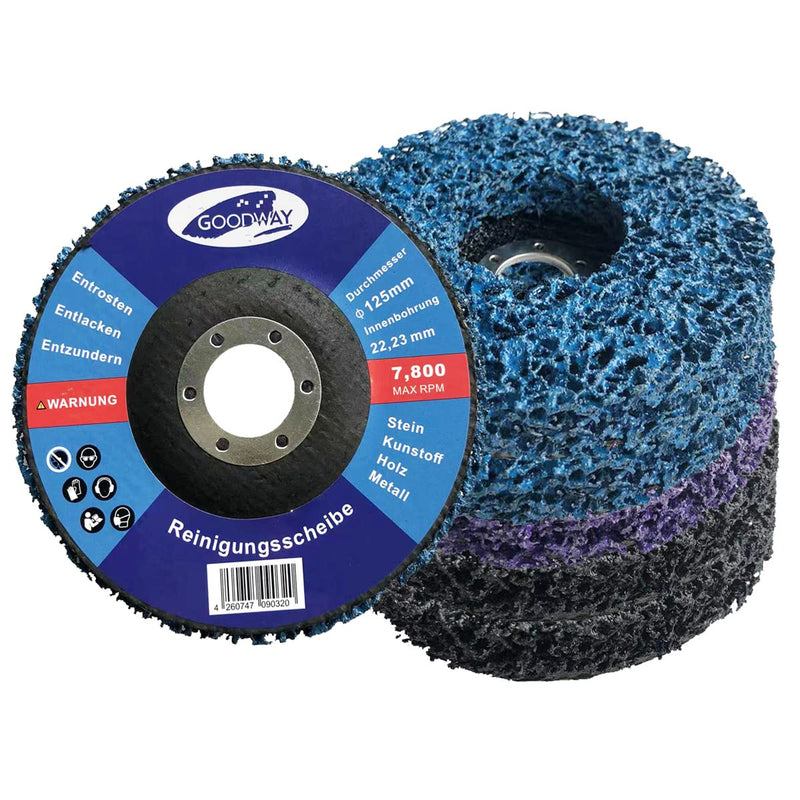 Cleaning disc set, CSD grinding disc, Ø 115 mm, 5 pieces - MIX, cleaning disc, coarse cleaning disc, for rust removal, weld seams, remove paint, rust and oxidation
