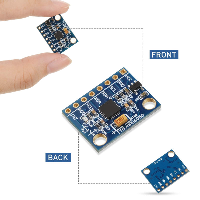 10 Pieces GY-521 MPU-6050 MPU6050 Module, 3 Axis Accelerometer 6 DOF Gyroscope Sensor Module Kit 16 Bit AD Converter Data Output IIC 3-5v Compatible with Arduino