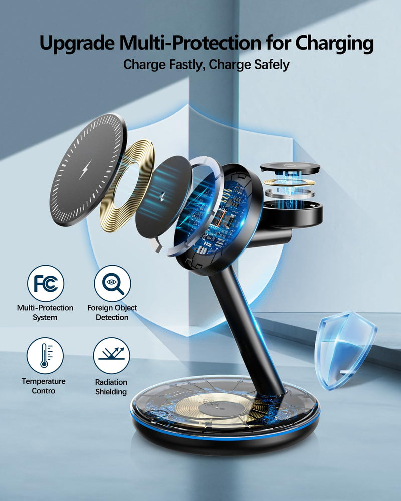 3 in 1 Charging Station for Apple Devices 18W Fast Mag-Safe Charger Stand Magnetic Wireless Charger Station for iPhone 14 13 12 Pro/Pro Max/Plus/Mini AirPods 2/3/Pro iWatch Ultra/8/7/SE/6/5/4/3/2