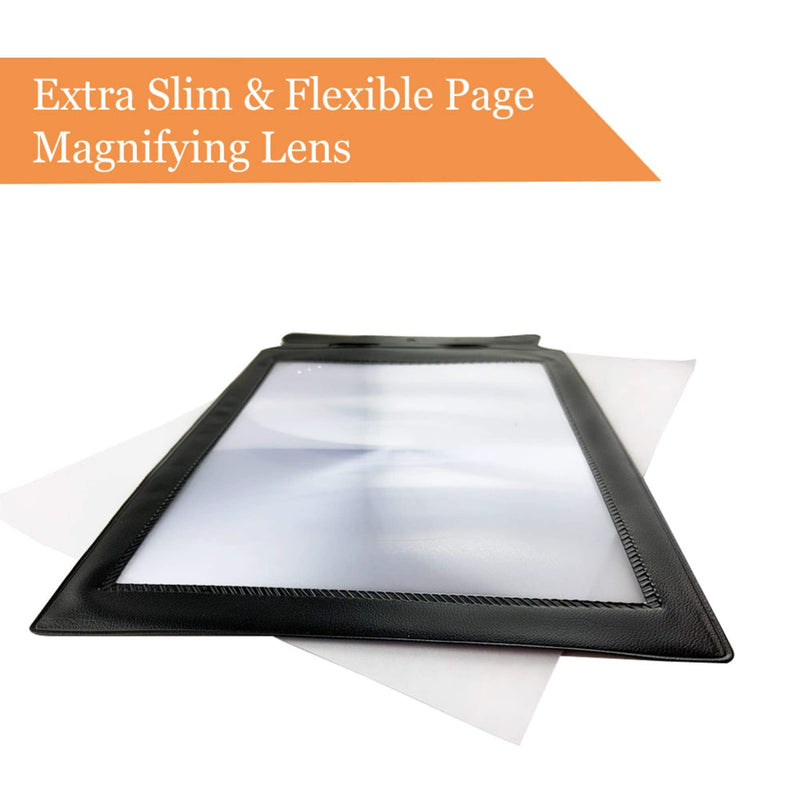 MagDepo Magnifying Sheet Flat Full Page Reading Magnifier with 1 Pencil and 1 Card Magnifier, Perfect Reading Aid for Elderly and People with Low Vision with card magnifier& pencil
