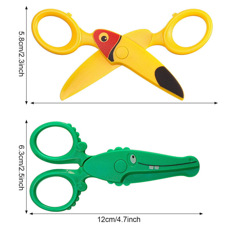 3 Pieces Toddler Safety Scissors in Animal Designs, Kids Preschool Training Scissors Child Plastic Art Craft Scissors for Paper-Cut (Dolphin, Crocodile and Toucan Bird)