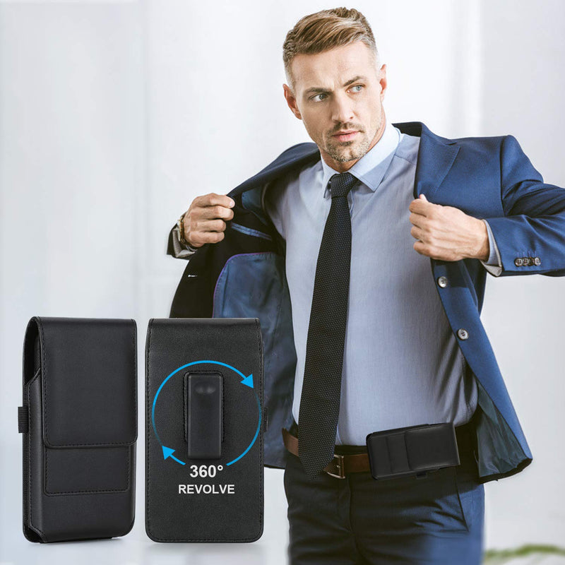 BECPLT Holster for Galaxy Z Fold 4 Leather 360 Rotating Belt Clip Pouch Case Cover for Samsung Galaxy Z Fold3 5G Galaxy Fold4 5G Galaxy Z Fold2 5G -Black