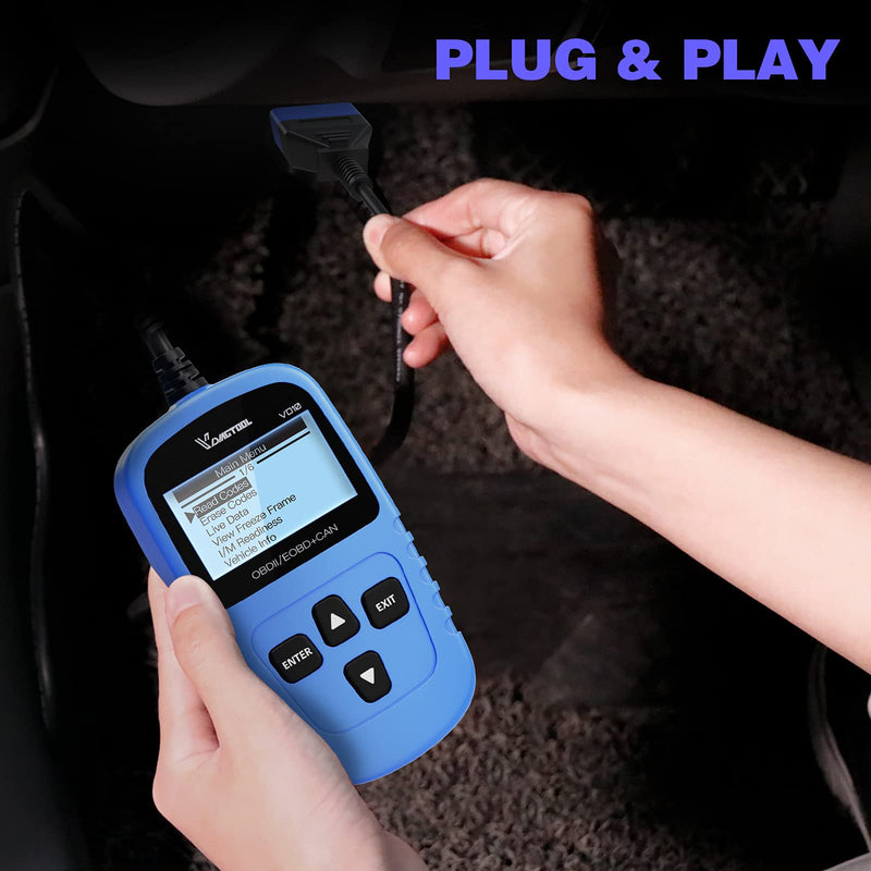 VDIAGTOOL VD10 OBD2 Scanner Car Code Reader, Smog Check, Engine Fault Code Reader, Live Data, Freeze Frame, Vehicle Voltage Test, Turn Off Check Engine Light