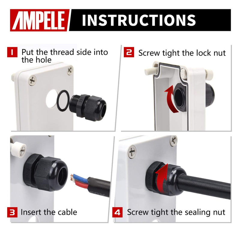 AMPELE 2 Pack 1'' NPT Cable Gland Waterproof Adjustable 18.5-25mm/0.73-0.98inch Nylon Cable Glands Joints with Gaskets (1", 2 Pack) 1'' (2-Pack)