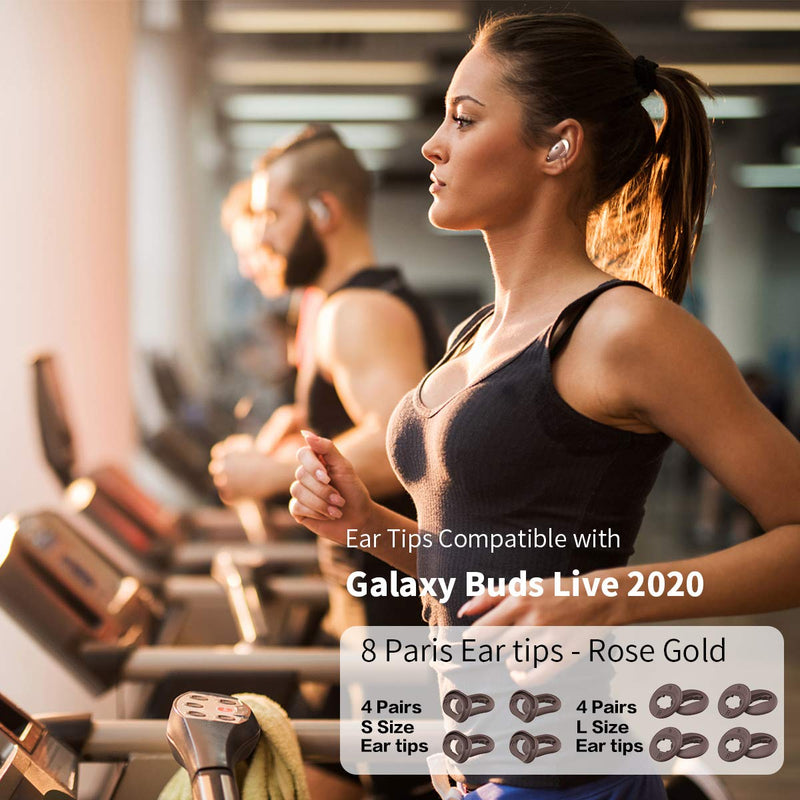 [8 Pairs] for Galaxy Buds Live Ear Tips,Woocon Anti-Slip/Dust Silicone Ear Tips Ear Cushion Ear Gel Accessories Compatible with Samsung Galaxy Buds Live - S/L (Rose Gold) Rose Gold / 8 Pairs