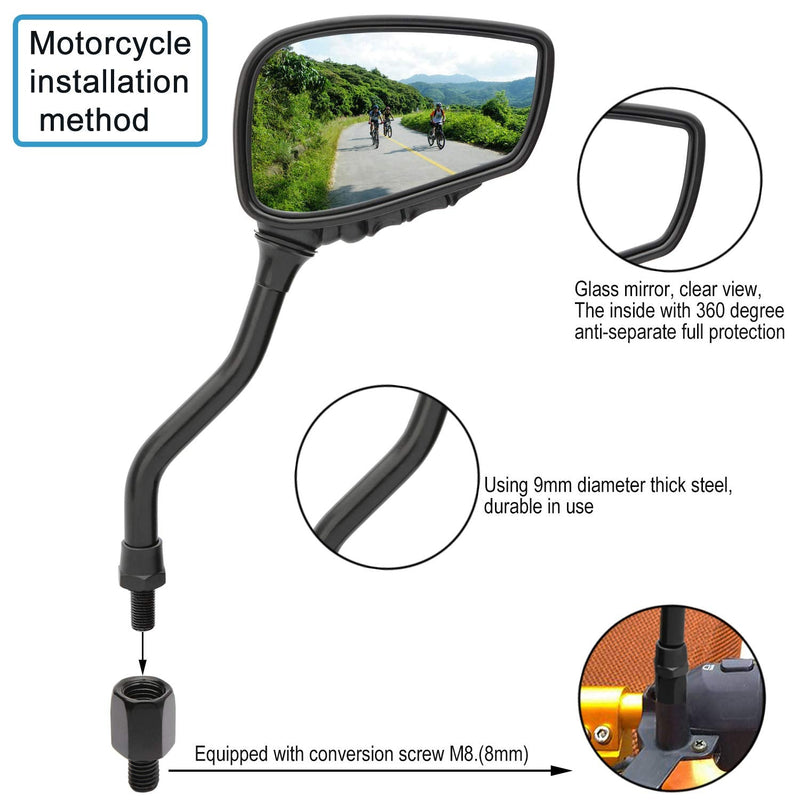 TOPCABIN 1 Pair Bicycle Mirror,Big View Bike Rear View Mirror Blindsight Multi Angle Adjustable Bike Mirror Aluminum Plated Outside Skull Claw Style Also for Motorcycle Mirror Black