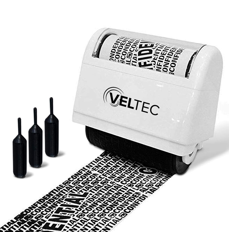 Veltec Identity Protection Address Blocker Anti-Theft Roller Guard Stamp Wide 3 Pack Refills (White) White