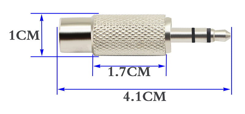 zdyCGTime RCA to 3.5MM Audio Adapter Metal 3.5mm (1/8 Inch) Stereo Plug Male to RCA Female Jack Adaptor Connector(Silver)(2 Packs, 3-Pole) 2 Packs, 3-Pole