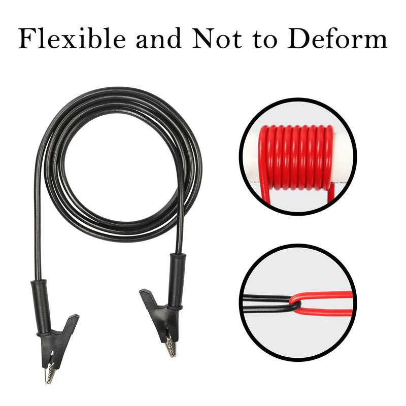 YACSEJAO Double Ended Alligator Clips, Test Jumper Wires Test Cable with Insulators Clips Test Copper Cable for Electrical Testing - Black & Red(1m/3.3ft)