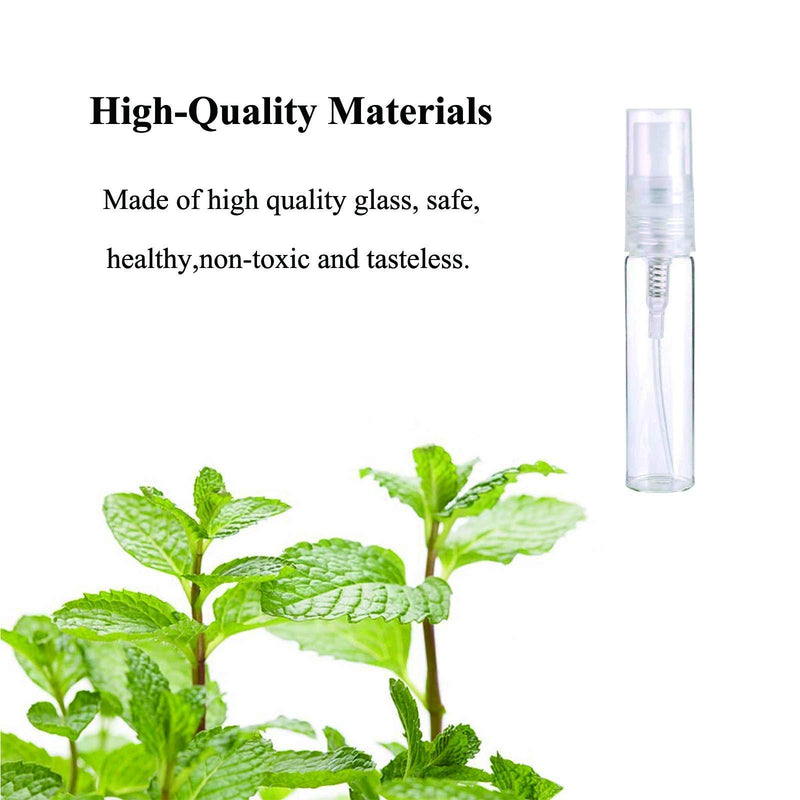 Mini Spray Bottle 5ml, Refillable Glass Spray Bottle, Glass Bottle Atomizer, Perfume Mouthwash Atomizer for Cleaning 5ml Refillable Container for Cleaning, Travel, Essential Oils, Perfume 60 Pcs, 5ml