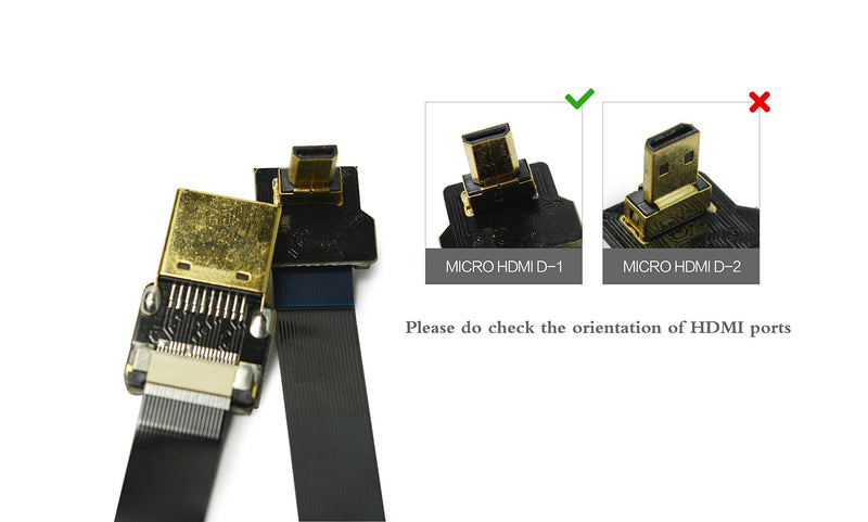 Thin HDMI Flat Slim FPV HDMI Cable Micro HDMI male 90 degree to Standard HDMI full HDMI Normal HDMI for Panasonic lumix GH4 blackmagic BMPCC sony alpha A5000 A6000 A7S A7R 60cm Black