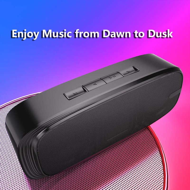 LENRUE Bluetooth Speaker, Wireless Portable Speaker with Loud Stereo Sound, Rich Bass, 12-Hour Playtime, Built-in Mic. Perfect for iPhone, Samsung and More Black