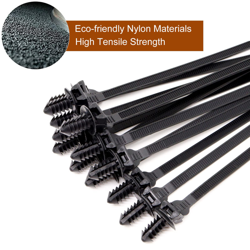 Benliu 50 Pcs Cable Zip Tie, 8.3x0.2 inch Heavy Duty Nylon Push Mount Self Locking Assortment Black 8.3x0.2inch(50Pcs)