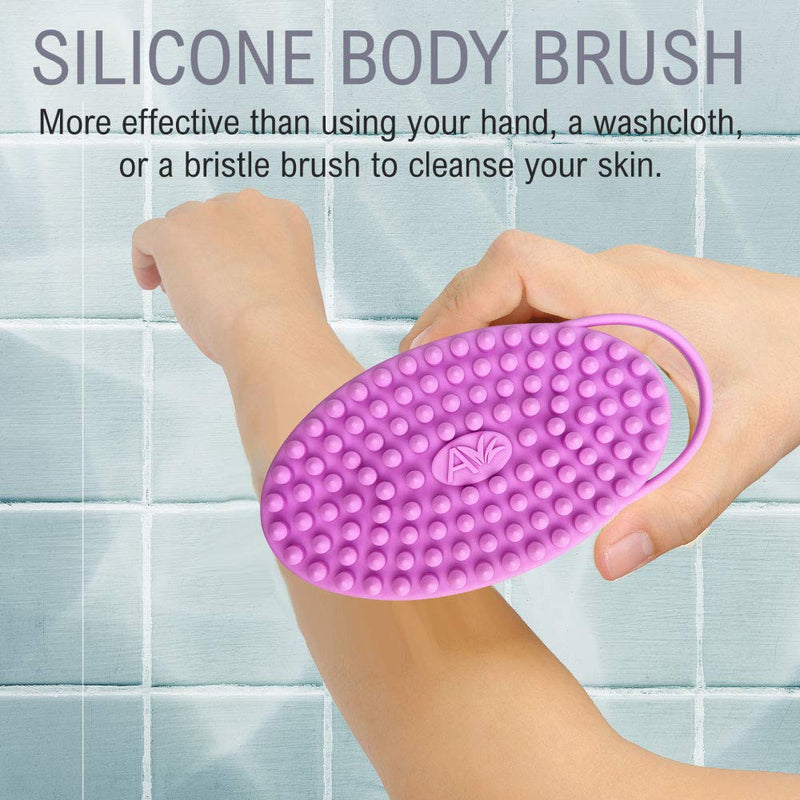 Avilana Exfoliating Silicone Body Scrubber Easy to Clean, Lathers Well, Long Lasting, And More Hygienic Than Traditional Loofah (Blue) Blue
