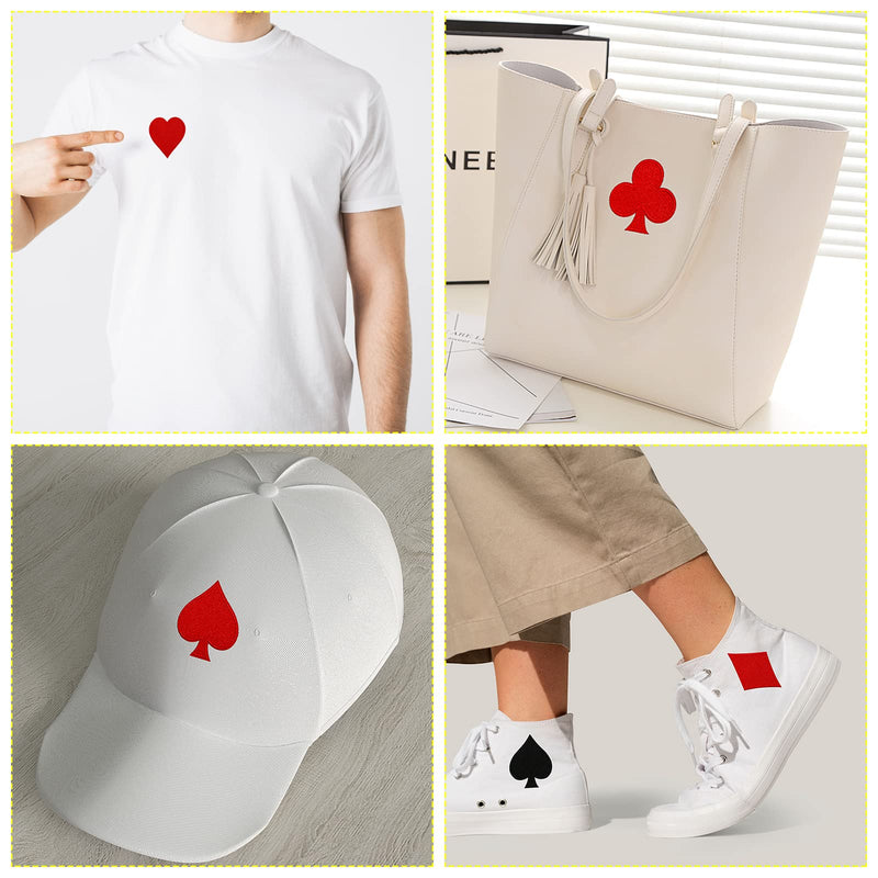 BENOSPACE 8 Pcs Playing Cards Patches,Vegas Gaming Embroidered Iron on Patches for Clothes Dress Hat Pants Shoes Curtain,Spades Cube Heart Poker Appliques DIY Sewing Craft Decoration Applique Patch