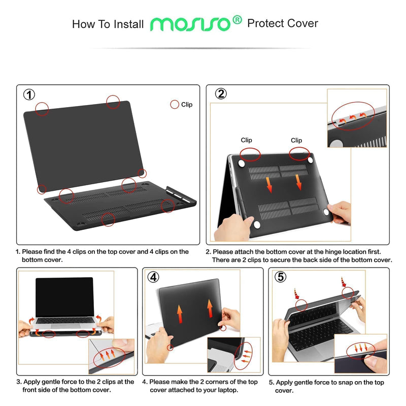 MOSISO Compatible with MacBook Pro 14 inch Case 2021 Release A2442 M1, Vertical Sleeve Bag&Plastic Hard Shell&Keyboard Skin&Screen Protector&Storage Bag,Space Gray&Black