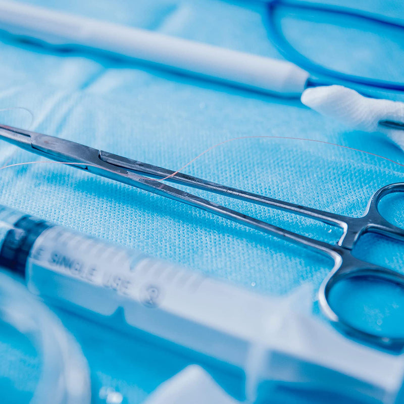 EZGOODZ Sterilization Wraps 15" x 15". Pack of 50 Blue Non-Woven Non-Sterile Pads for Surgical Instruments, Equipment. SMS Sheets 60 gsm for Sterilization of Medical Tools with Steam & Ethylene Oxide. 15" x 15"
