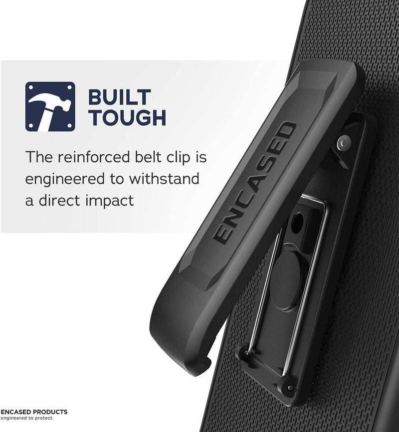 Encased Rebel Designed for Samsung Galaxy S22 Belt Clip Case, Protective Shockproof Case with Holster (Black)
