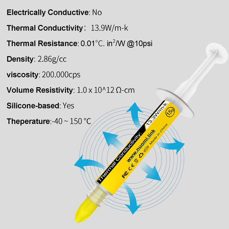 Thermal Paste, JLJ 1.5 Grams CPU Paste Thermal Compound Paste Heatsink for IC/Processor/CPU/All Coolers, Carbon Based High Performance, Thermal Interface Material, CPU Thermal Paste 1.5g