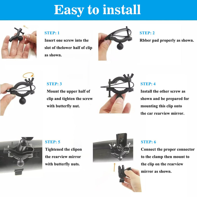 Dash Camera Mirror Mount Holder Kit, Dash Cam Mount for Rove R2-4K Dashcam, AZDOME M01 Pro, M17, M16, GS63H, GS65H Car Camera