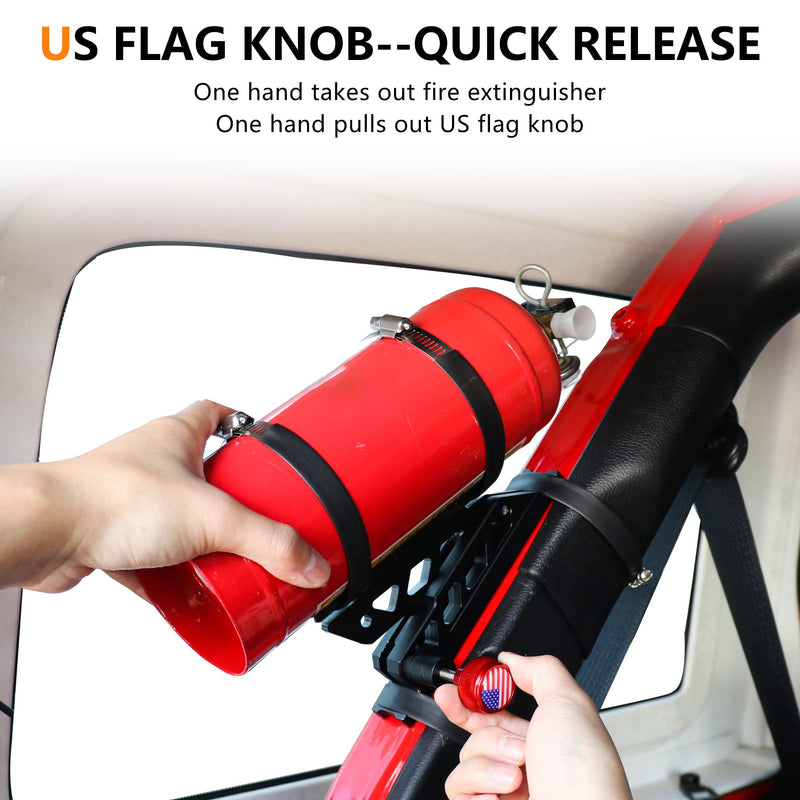 RERPRO Quick Release Fire Extinguisher Mount Brackets Holder Compatible with Jeep Wrangler UTV Polaris RZR Ranger Truck Aluminum Adjustable Roll Bar Fire Extinguisher Mount Bottle Holder Kit