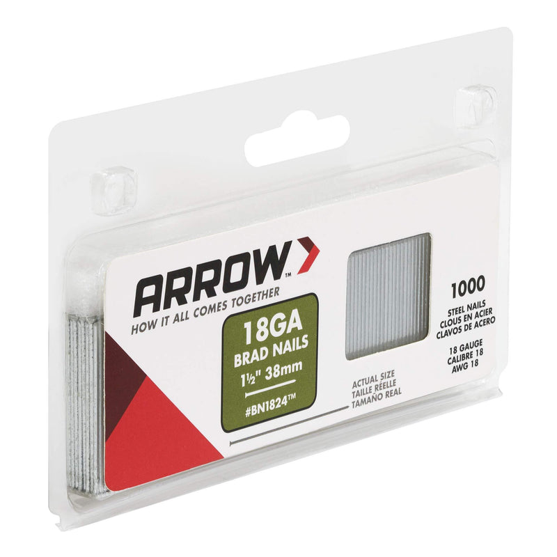 Arrow Co Inc BN1824CS Genuine 1-1/2-Inch 38mm Brad Nails, 1,000-Pack