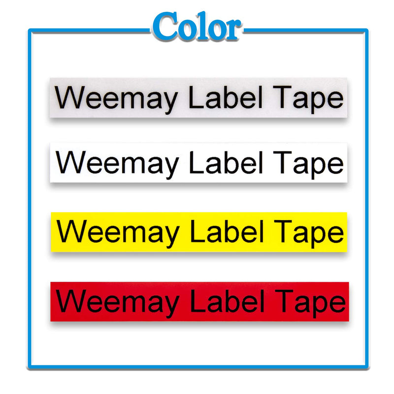 WEEMAY Compatible Label Tape Replacement for Brother Label Tape 18mm 0.7 Laminated TZe-141 TZe-241 TZe-441 TZe-641 for PTouch PTD400 PTD600 PTP700 PT1880 Label Maker, Black on Clear/White/Red/Yellow