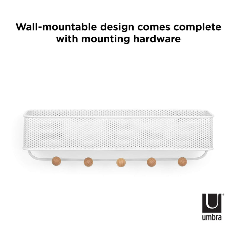 Umbra Estique Entryway Organizer, Great for Storing Keys, Small Accessories, Mail, Wallets and More, White Finish
