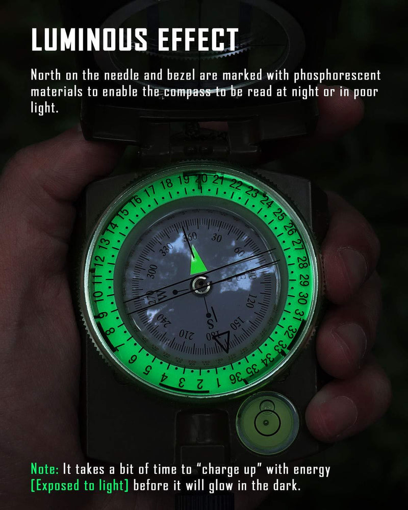 Eyeskey Tactical Survival Compass with Lanyard & Pouch | Waterproof & Impact Resistant | Lensatic Sighting Compass for Hiking EK1001 Green Compass
