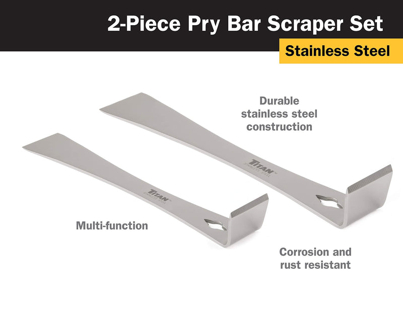 Titan 17005 2-Piece Stainless Steel Pry Bar Scraper Set, 7-1/4 x 9/16" and 9-1/4 x 9/16" 2 Piece Set