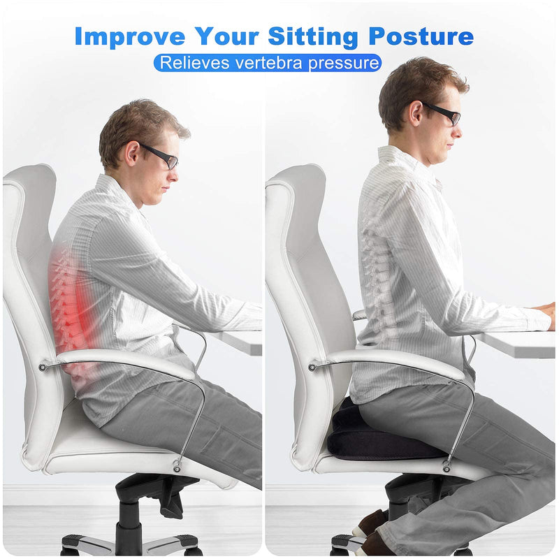 WAOAW Seat Cushion, Office Chair Cushions Butt Pillow for Long Sitting, Memory Foam Chair Pad for Back, Coccyx, Tailbone Pain Relief
