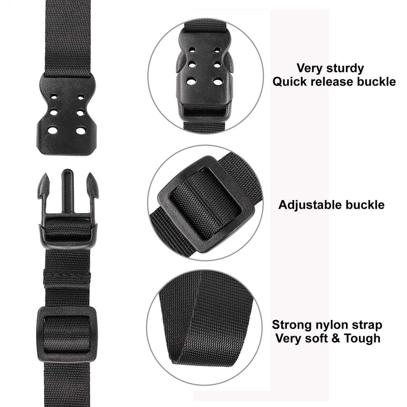 Ayaport Utility Straps with Buckle 40" Quick-Release Adjustable Nylon Straps Black 4 Pack 0.75"x40"