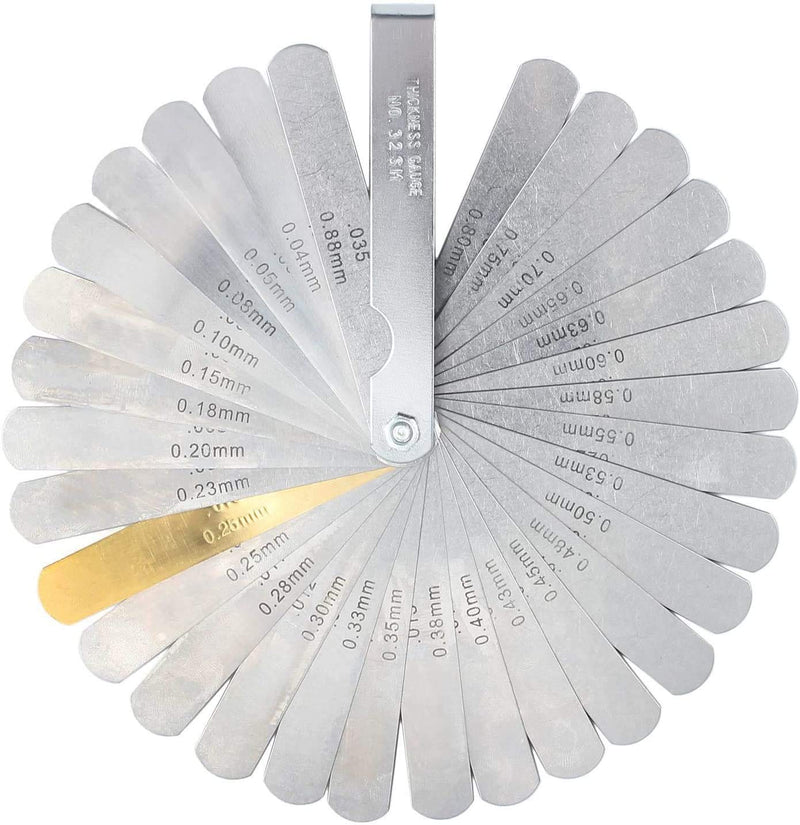 New 2 Pcs 32 Blades Stainless Steel Feeler Gauge Dual Marked Metric and Imperial Gap Measurement Tool - Made In India