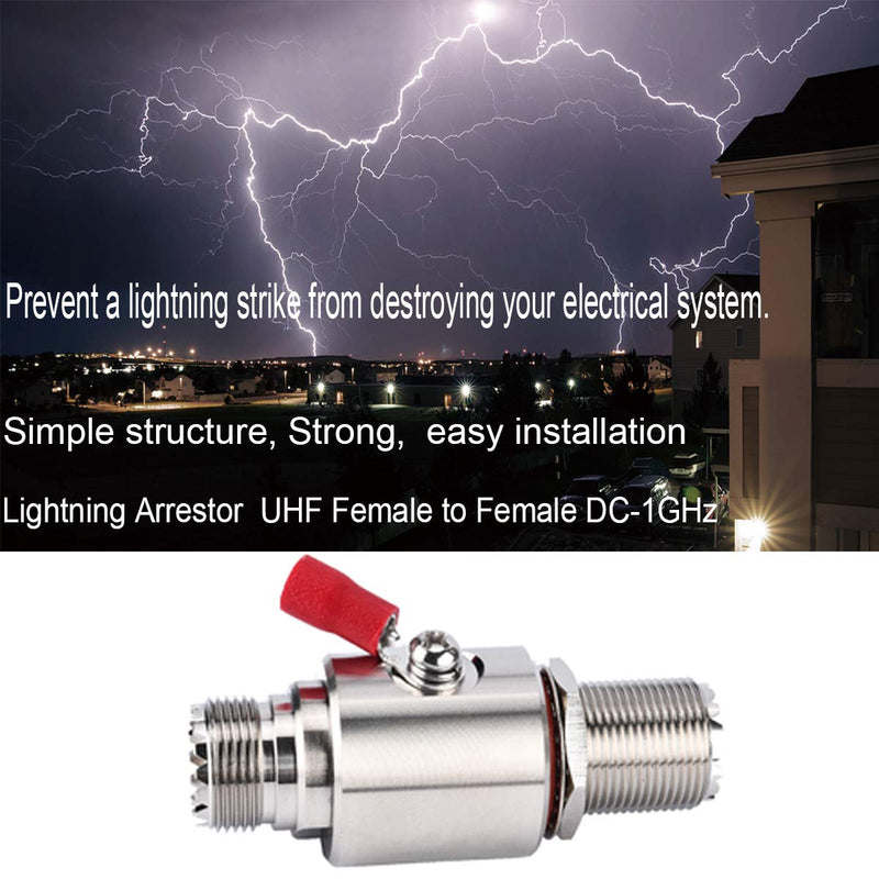 UHF Coaxial Lightning Arrestor PL-259 Lightning Surge Protector PL259 Socket (UHF Female) to SO239 Socket (UHF Female) Bulkhead for CB Radio, HAM Radio Gear, 2-Way Base Stations RFiotasy