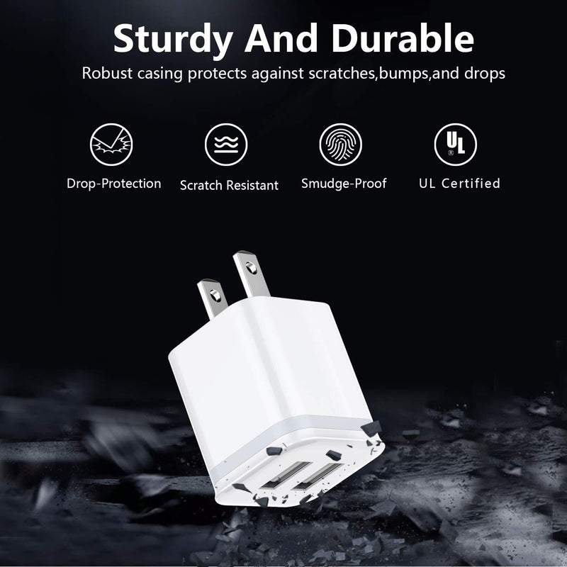 Phone Charger Cable 3ft 6ft 10ft with Wall Plug, LUOATIP 5-Pack Long Charging Cord + Dual Port USB Block Cube Adapter Replacement for iPhone 11 XS/XS Max/XR/X 8/7/6/6S Plus SE/5S/5C, Pad, Pod