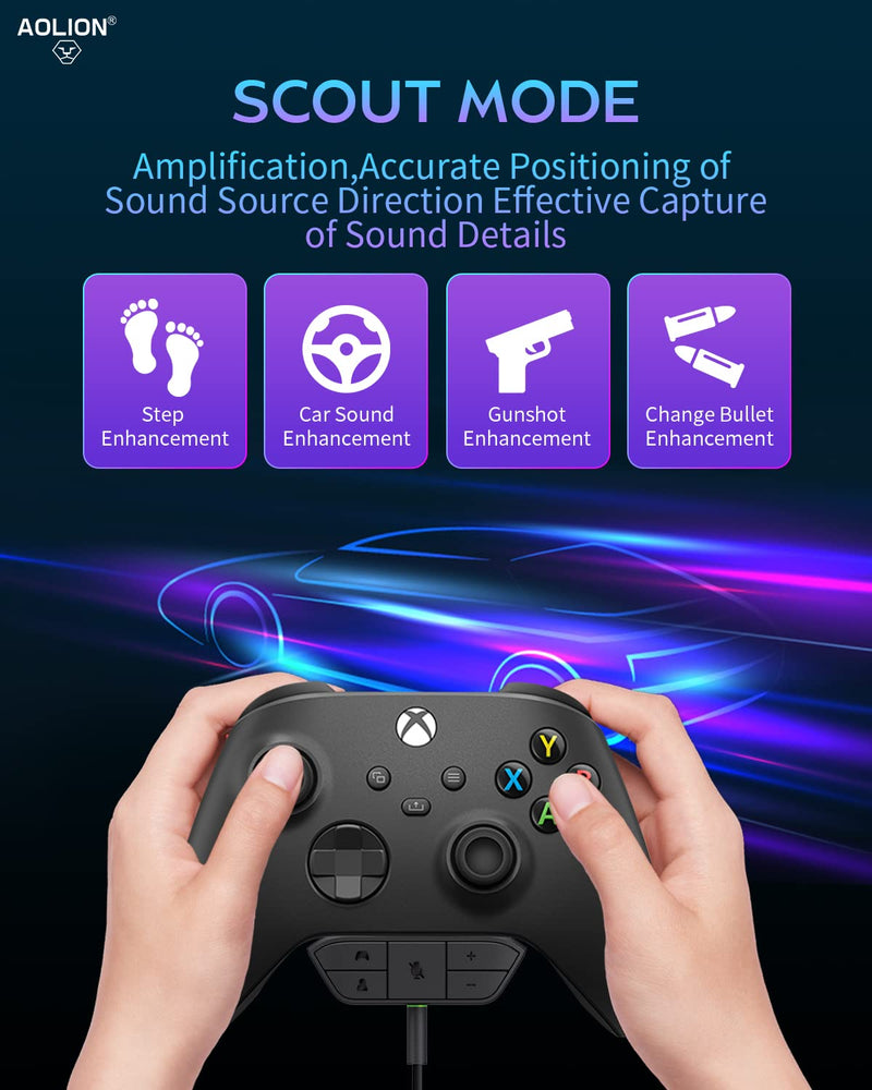 Stereo Headset Adapter for Xbox,Xbox Headset Adapter,AOLION Xbox Mic Adapter,Xbox Controller Headset Adapter for Xbox One/ One S/X/ Elite 1/ Elite2/ Series S/X Controller-Game Sound & Voice Chat