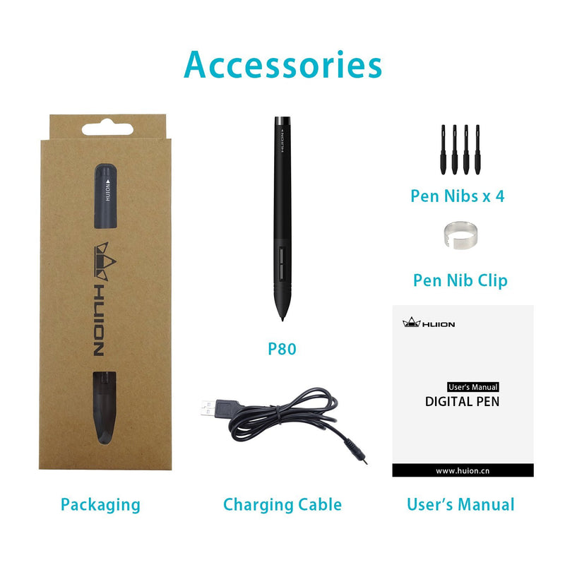 HUION P80 Rechargeable Pen Digitizer Pen Digital Pen Style for Huion Graphics Tablet