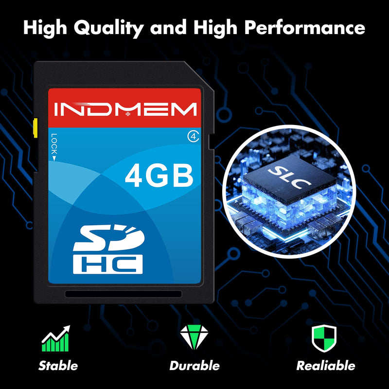 INDMEM SD Card 4GB SDHC Class 4 Flash Memory Card 4 GB Digital Camera Cards 2 Packs 2 Pack