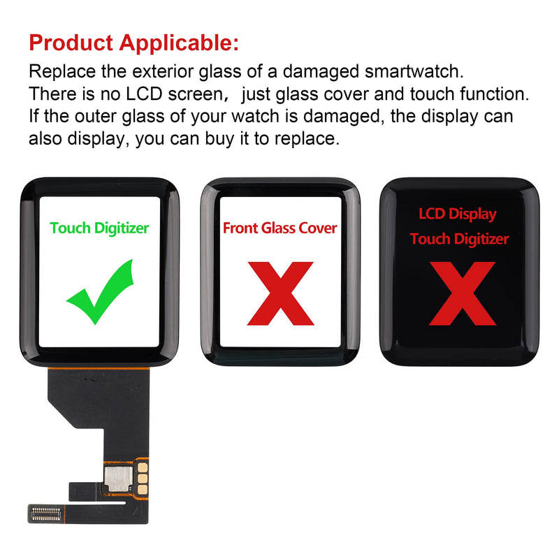 SWARK Front Glass Lens Digitizer Replacement Repair Kit incl Connector Compatible with Apple Watch Series 5 44mm & SE 44mm (No LCD Screen) with Repair Kit