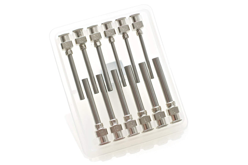 12 Pack - Dispensing Needle 1" - All Metal, Stainless Steel Blunt Tip Luer Lock 8, 10, 12, 14 Gauge (All Sizes)
