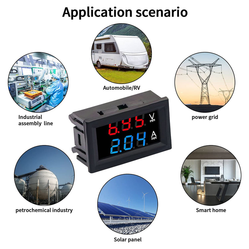 DaFuRui 2Pack Dual Display Volt Amp Meter DC Voltmeter Ammeter LED Digital DC 4.5-100V/50A Voltage Current Measurement Meter with Shunt