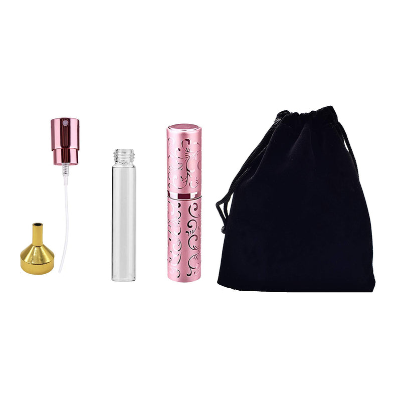 ZKSM 10ML Refillable Perfume Empty Spray Bottle Portable Mini Scent Aftershave Atomizer Bottle with Funnel Filler for Travel Purse(Pink) Pink