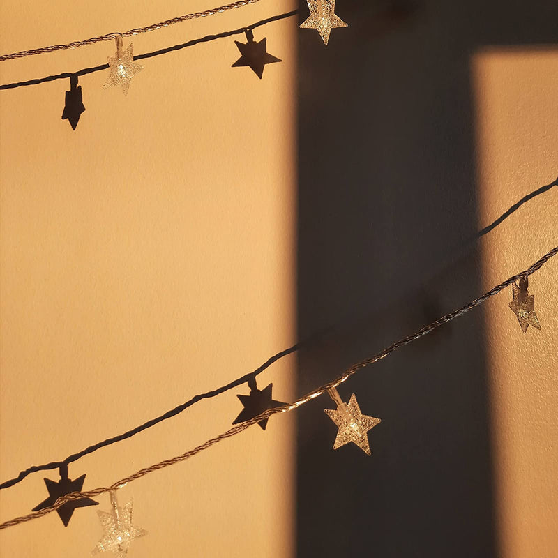 echosari [Upgraded Version] 16 Feet 50 LED Christmas Star LED String Lights with Remote & Timer Battery Operated Fairy String Lights for Indoor & Outdoor Garden, Wedding Decoration (Warm White) 50l With Remote