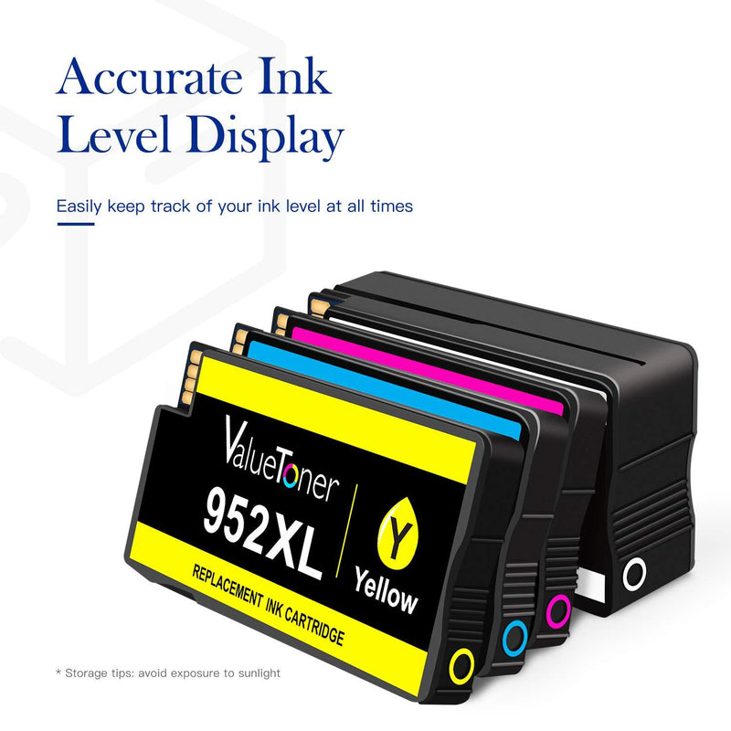 Valuetoner Remanufactured Ink Cartridges Replacement for HP 952 XL 952XL High Yield for OfficeJet Pro 8710 8720 7740 8740 7720 8715 8702 Printer (1 Black,1 Cyan,1 Magenta,1 Yellow, 4 Pack)